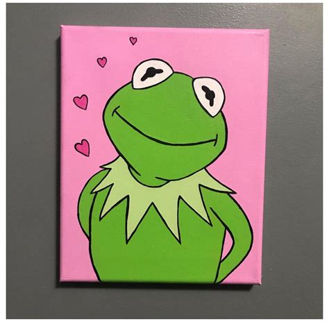 Kermit The Frog Acrylic Canvas Painting Etsy Random Things To