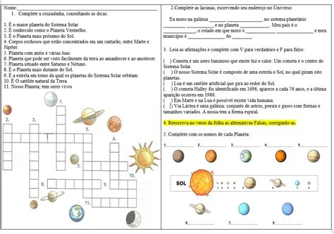 Atividades Sobre Sistema Solar 6 Ano