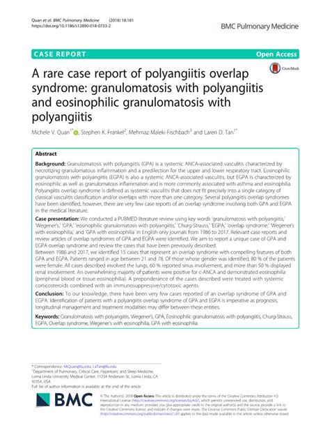A Rare Case Report Of Polyangiitis Overlap Syndrome Granulomatosis