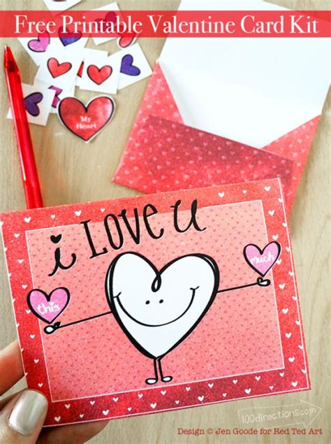 Make Your Own Valentine Card Free Printable Red Ted Art Kids Crafts