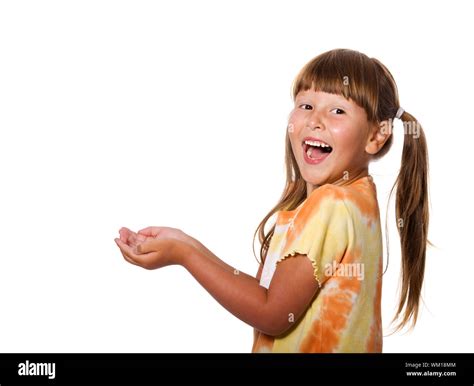 Happy Laughing Six Years Girl Portrait Isolated Stock Photo Alamy