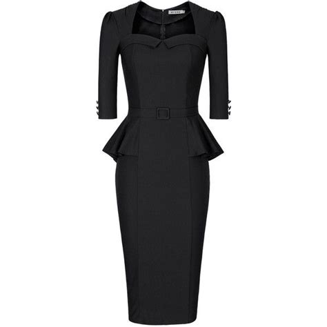 muxxn women s 50s 3 4 sleeve peplum business pencil dress 36 liked on polyvore featuring