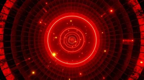 Seamless Loop Motion Graphics Of Flying Into Circle Red Rotation Tunnel