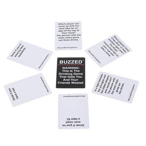 Each player takes turns drawing a card, reading the prompt aloud and then drinking depending on how much or little the card tells them to. Buzzed Drinking Cards Games That Gets