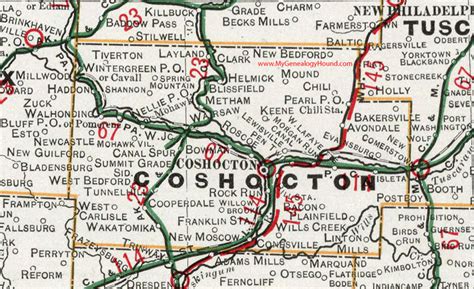 Map Of Coshocton County Ohio Cities And Towns Map