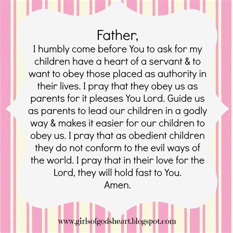 Girls Of Gods Heart Mothers Prayer Obedience