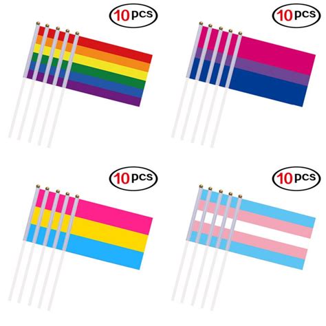 gay pride flags easy to hold mini small rainbow flags with flagpoles home decor gay friendly