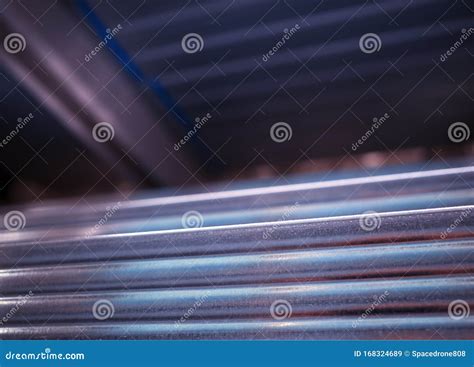 Steel Materials At Warehouse Texture Bokeh Background Stock Image