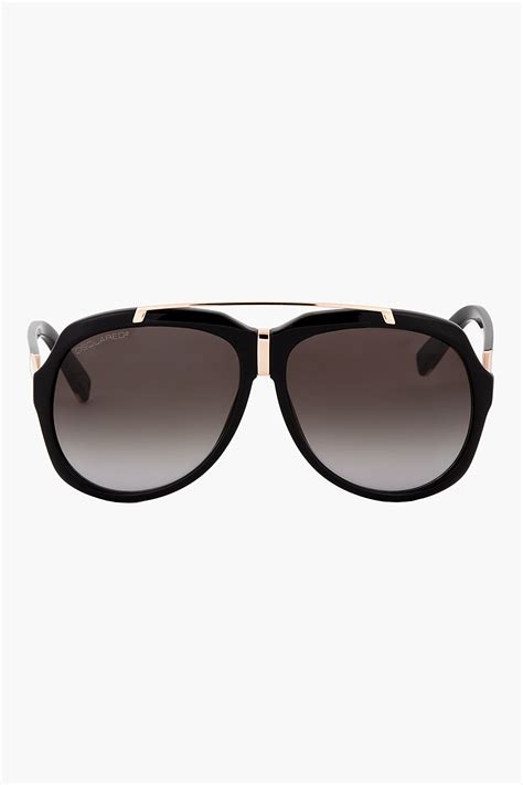 Dsquared² Black Patent And Gold Aviators In Black For Men Lyst
