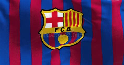 Close Up Of The Fc Barcelona Flag Waving Editorial Image Image Of