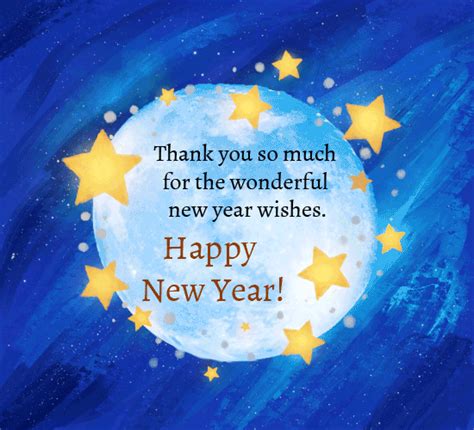 New Year Moon And Stars Thank You Free Thank You Ecards Greeting