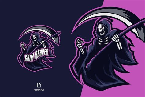 Premium Vector Grim Reaper Skull With Scythe Mascot Logo For Esport