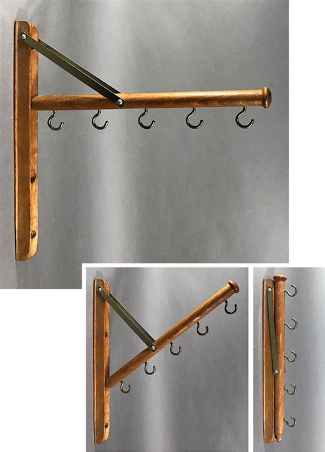 Coat hooks & wall hangers. 1920's "Wood＆Seel" Wall Mount Folding Hanger Rack - F U N ...