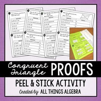 Gina wilson all things algebra congruent triangles quiz, gina wilson. Congruent Triangle Proofs Peel and Stick Activity | See ...