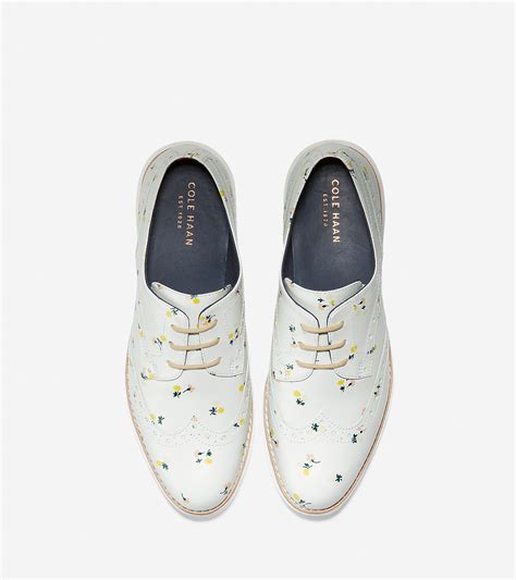 Womens Originalgrand Wingtip Oxfords In White Floral Cole Haan