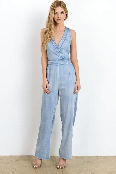 denim chambray jumpsuit haute mood