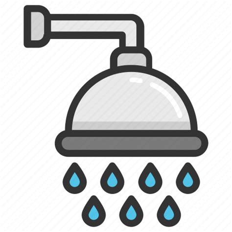 Bath, bath shower, shower head, taking shower, water drops icon png image