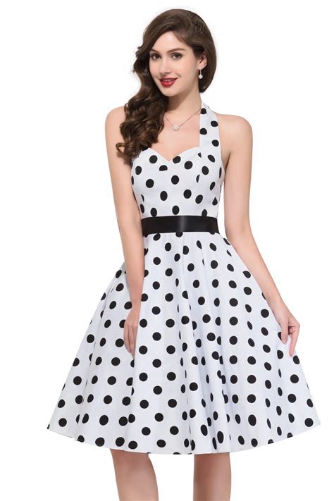 Gk Clearance Retro Vintage Dresses Halter Polka Dots Printing Dress