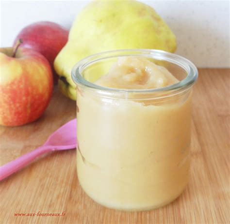 Compote pomme coing pour bébé sans morceaux Aux Fourneaux