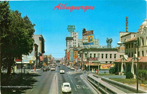 Albuquerque New Mexico Central Avenue Looking West Vintage Postcard