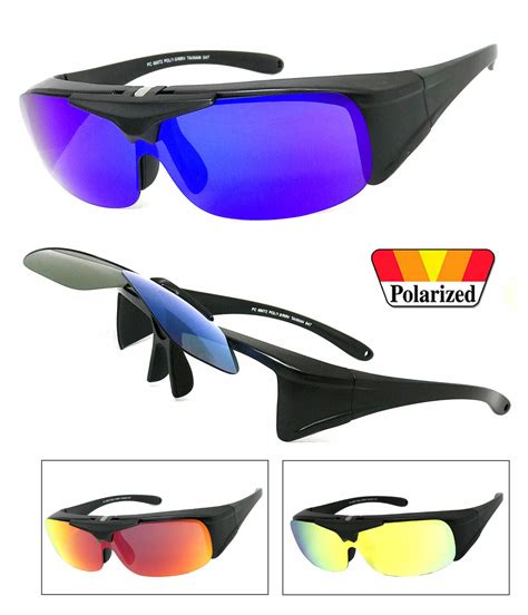 Flip Up Fit Over Sunglasses Polarized Lens Cover Over Prescription Glasses Uv Ebay