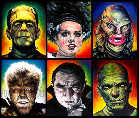 Prints 8x10 Monsters Set Of 5 Horror Dark Art Etsy Classic Monster