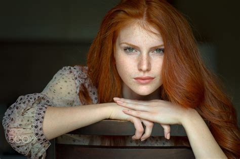 Wallpaper Face Women Redhead Long Hair Green Eyes