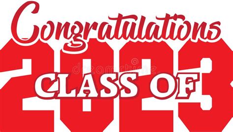 Red Congratulations Class Of 2023 Graphic Stock Illustration