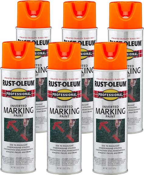 Rust Oleum 2554838 6pk Professional Inverted Marking Spray Paint 15 Oz