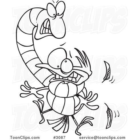 Cartoon Black And White Line Drawing Of A Big Worm