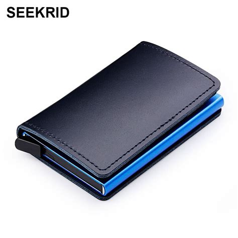 Seekrid Rfid 100 Genuine Leather Smart Wallet Aluminum Credit Card