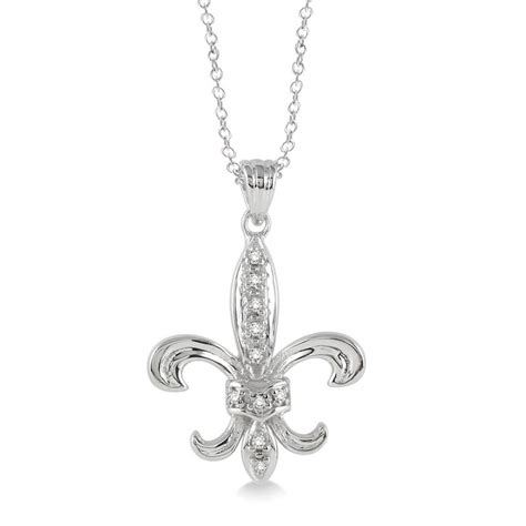 05ct Tw Diamond Fleur De Lis Necklace In Sterling Silver Snd06709