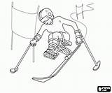 Slalom Paralympische Paralympic Sneeuw Sporten Skiër Skier sketch template