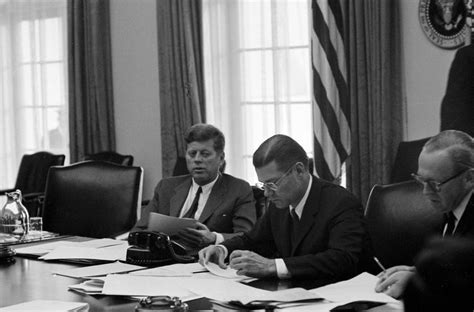 Jfk With Defense Secretary Robert Mcnamara In The Cabinet Room During