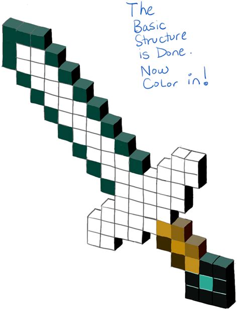 How To Draw Minecraft Swords And Diamond Swords In Steps How To