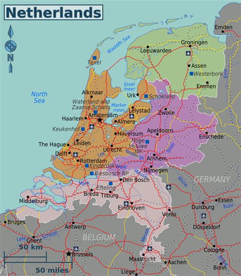 Im achtelfinale der euro 2020 hat tschechien mit 2:0 gegen die niederlande gewonnen. Landkarte Niederlande (Touristische Karte) : Weltkarte.com ...