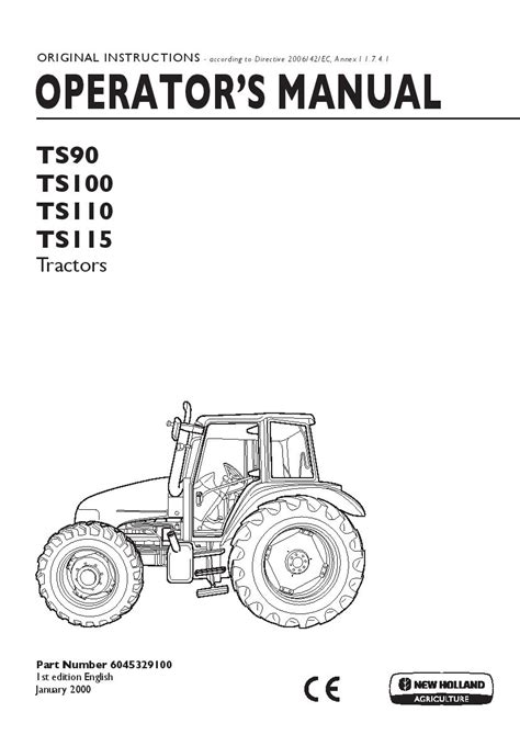 New Holland Ts90 Ts100 Ts110 Ts115 Tractors Operation And Maintenance