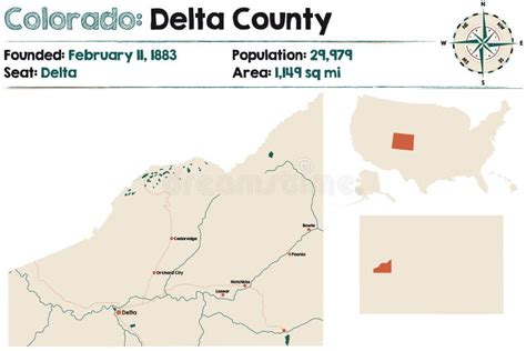 Map Of Delta County In Colorado Stock Vector Illustration Of Rivers