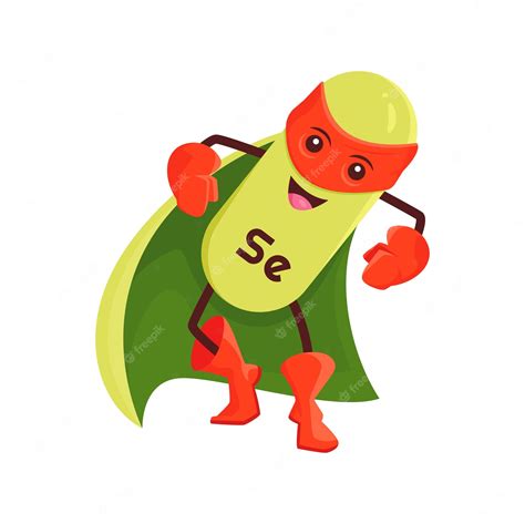 Premium Vector Cartoon Selenium Superhero Micronutrient Character