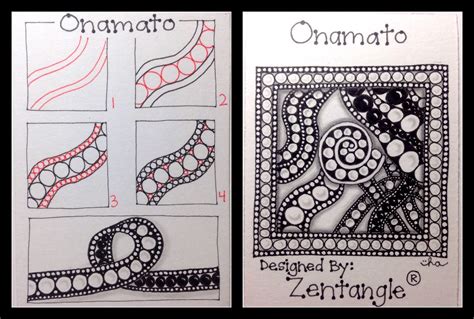 The first step in doodling a zentangle tile is drawing a border and a string. Zentangle® : Tangle Pattern : Onamato | I really enjoy this … | Flickr
