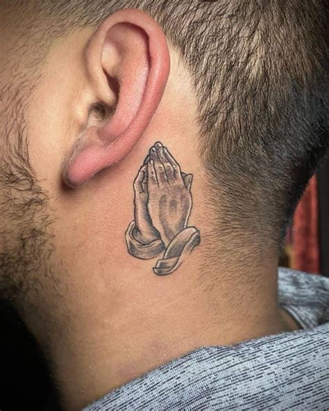 Cross Behind Ear Tattoo Guy