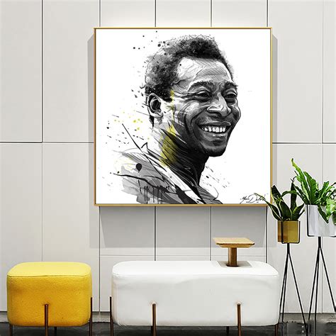 Canvas Prints Painting Abstract Pele Wall Art Football Player Poster