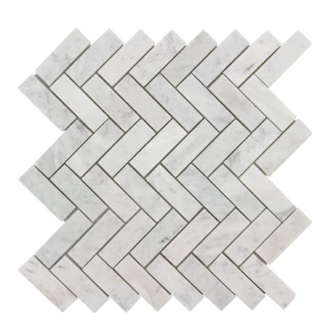 1x3 Gray Carrara Marble Herringbone Mosaic Tile Mto0479