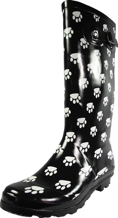 Norty Norty Womens Rain Boots Rubber Printed Wellie Hi Calf Snow