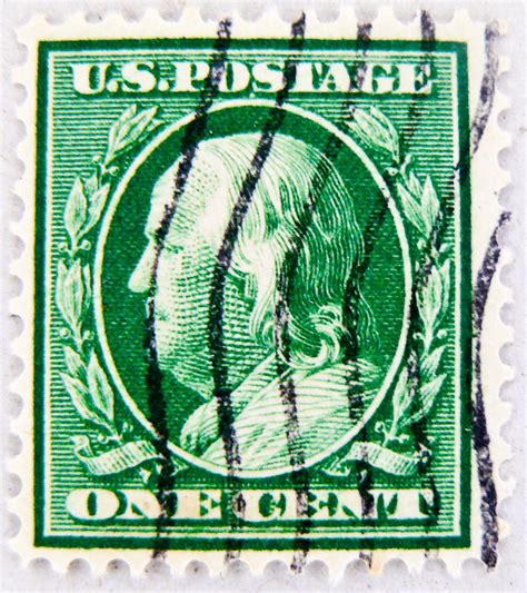 Vintage Stamp Usa 1c Portrait Benjamin Franklin Green Unit
