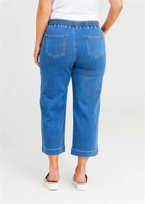 Shop Plus Size Pull On Wide Leg Crop Jean In Blue Taking Shape Au