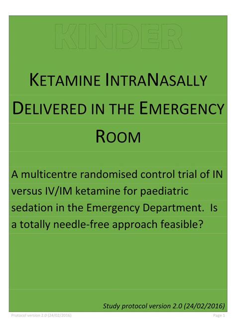 Pdf Paediatric Intranasal Ketamine Sedation In The Emergency