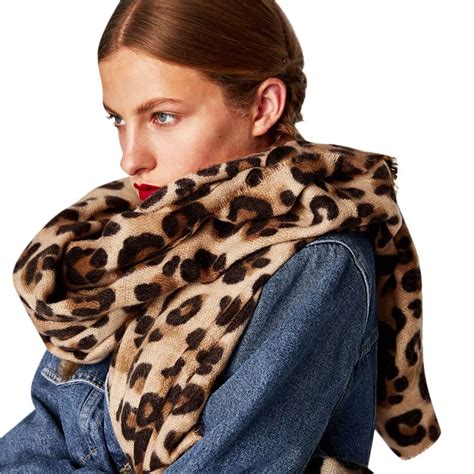 Large Size Cashmere Scarf Women Winter Warm Leopard Printed Shawl Long