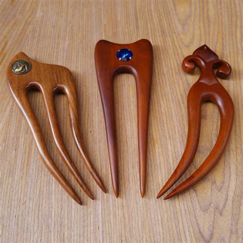 Free Shipping Value Set Of 3 Wooden Hair Pins In 3 Etsy