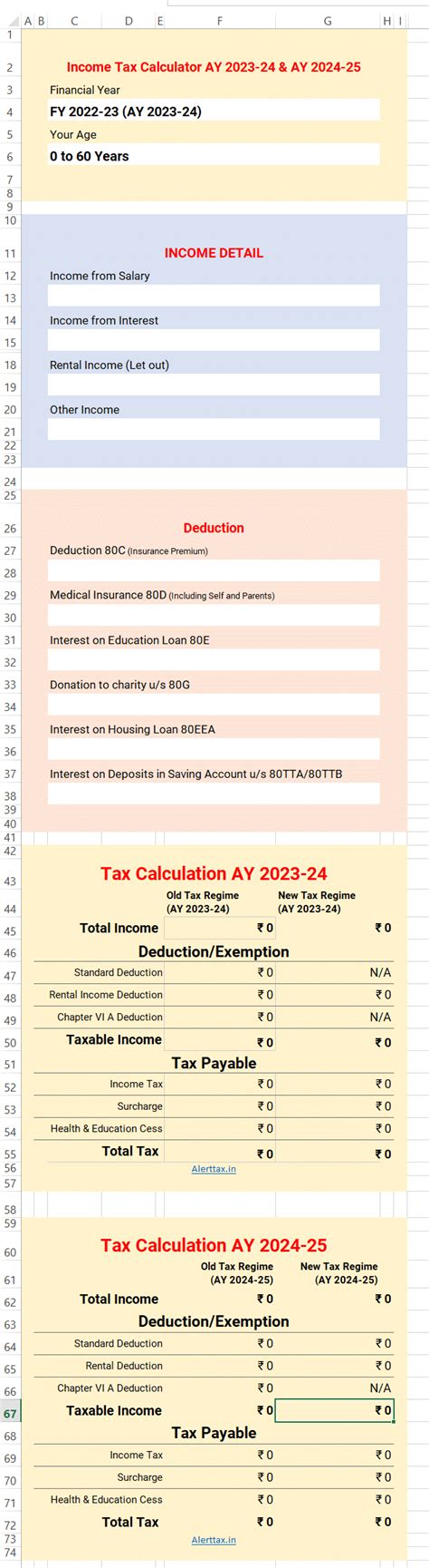 Income Tax Calculator Excel Ay Ay
